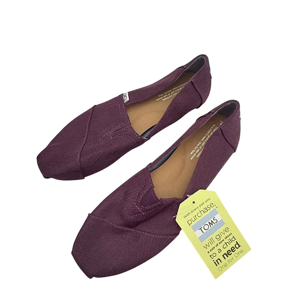 TOMS Womens Classic Size 9 Black Cherry Poly Canvas Slip On Shoes NWT